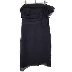 NWT Ann Taylor Women's Silk Chiffon Strapless Cocktail Mini Dress Black Size 6